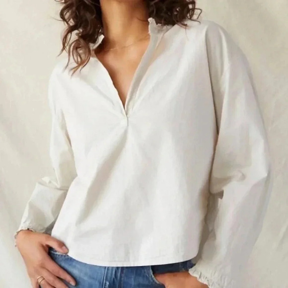 Amo Rosa Ruffle Shirt In Pumice Size Large - Picture 1 of 8